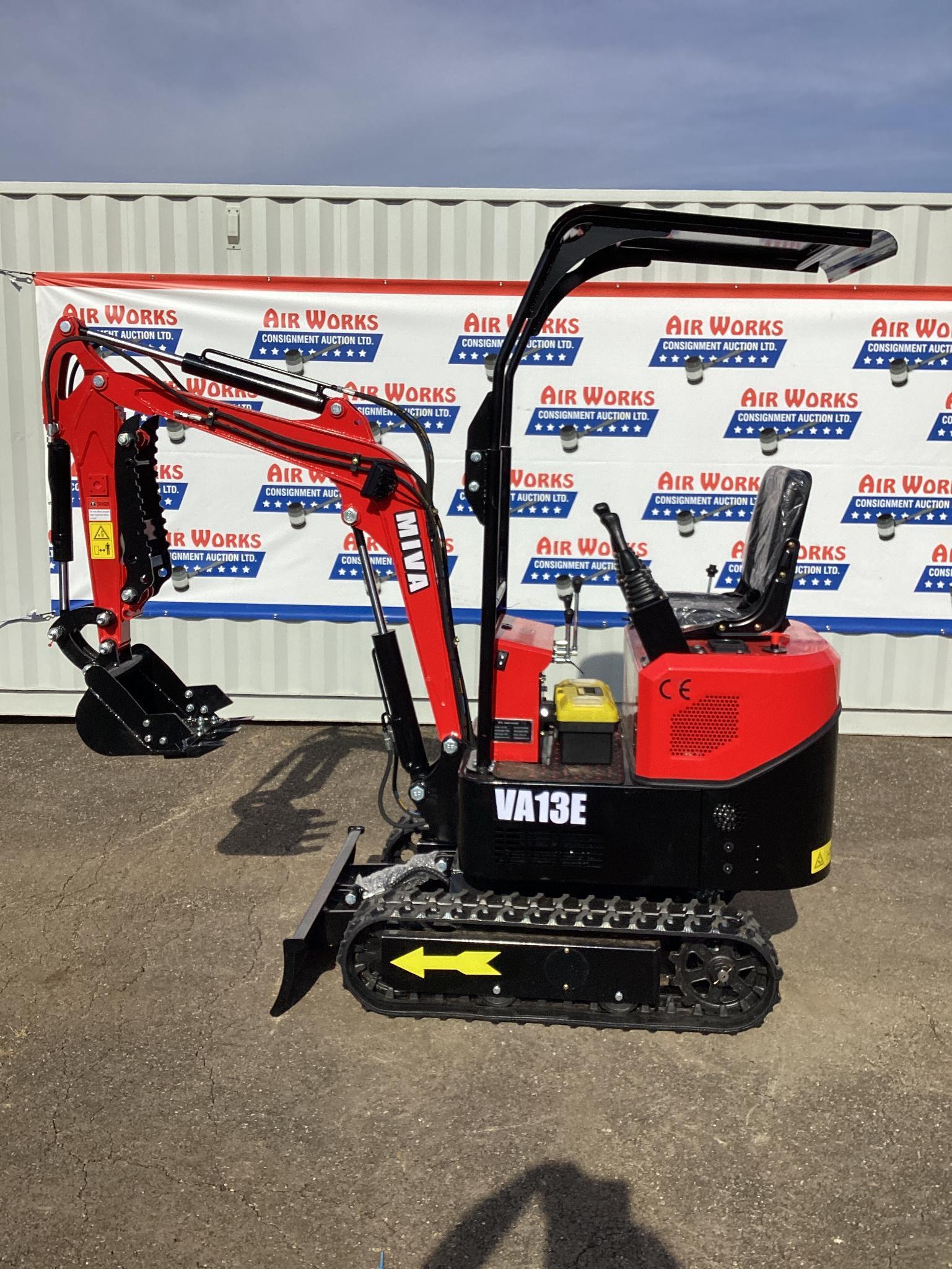 New Unused MIVA Model VA13E Mini Excavator, 13.5 Hp Gas Engine, Dozer Blade, 16" Bucket, Aux Hyd.
