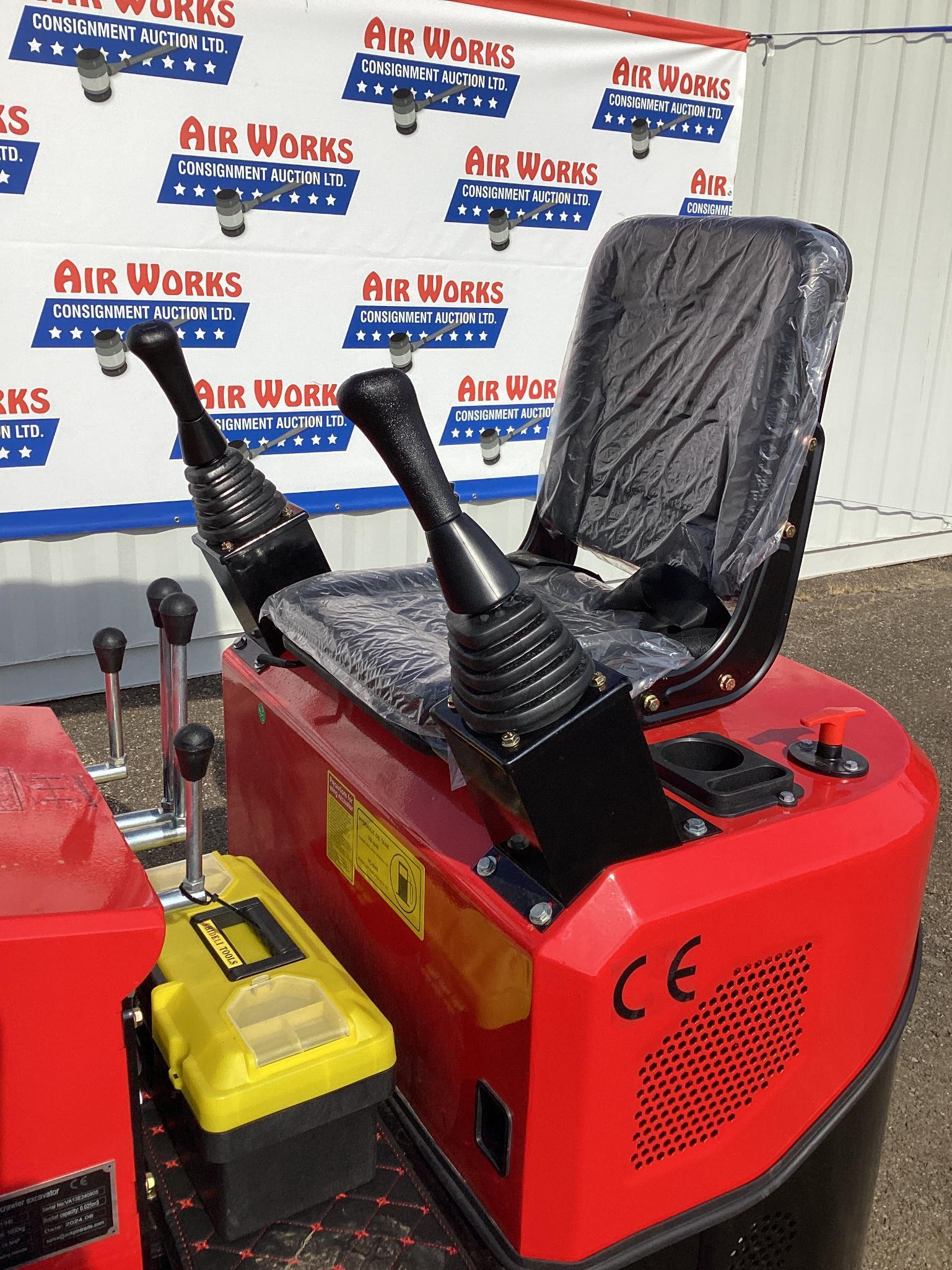 New Unused MIVA Model VA13E Mini Excavator, 13.5 Hp Gas Engine, Dozer Blade, 16" Bucket, Aux Hyd.