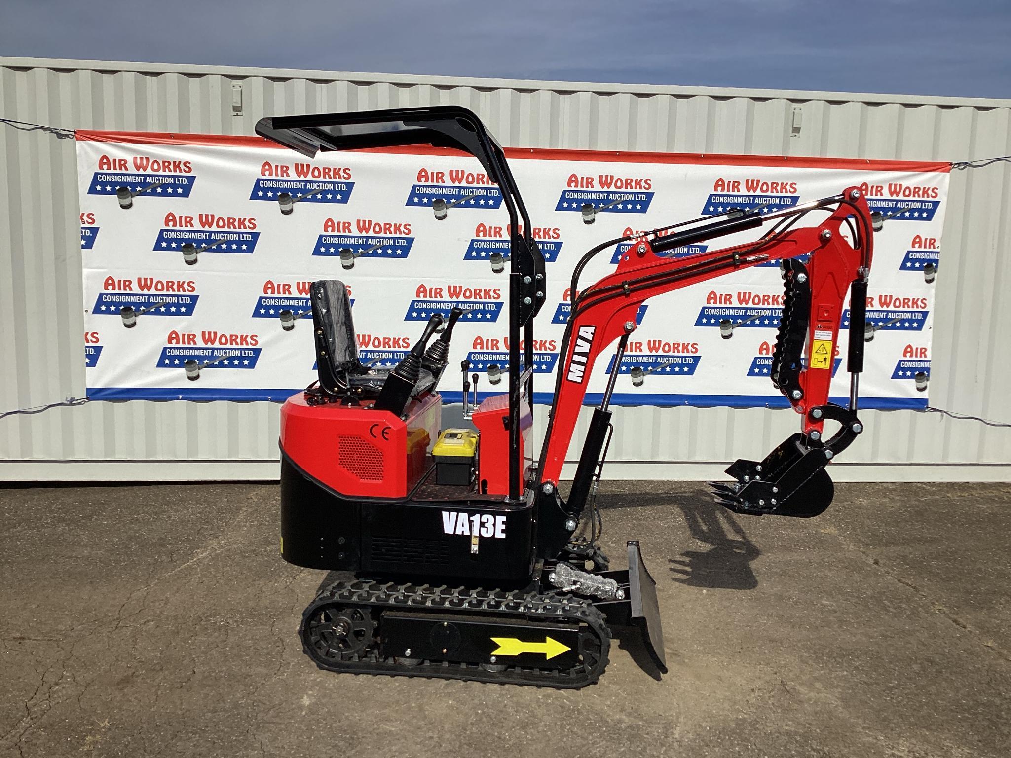 New Unused MIVA Model VA13E Mini Excavator, 13.5 Hp Gas Engine, Dozer Blade, 16" Bucket, Aux Hyd.