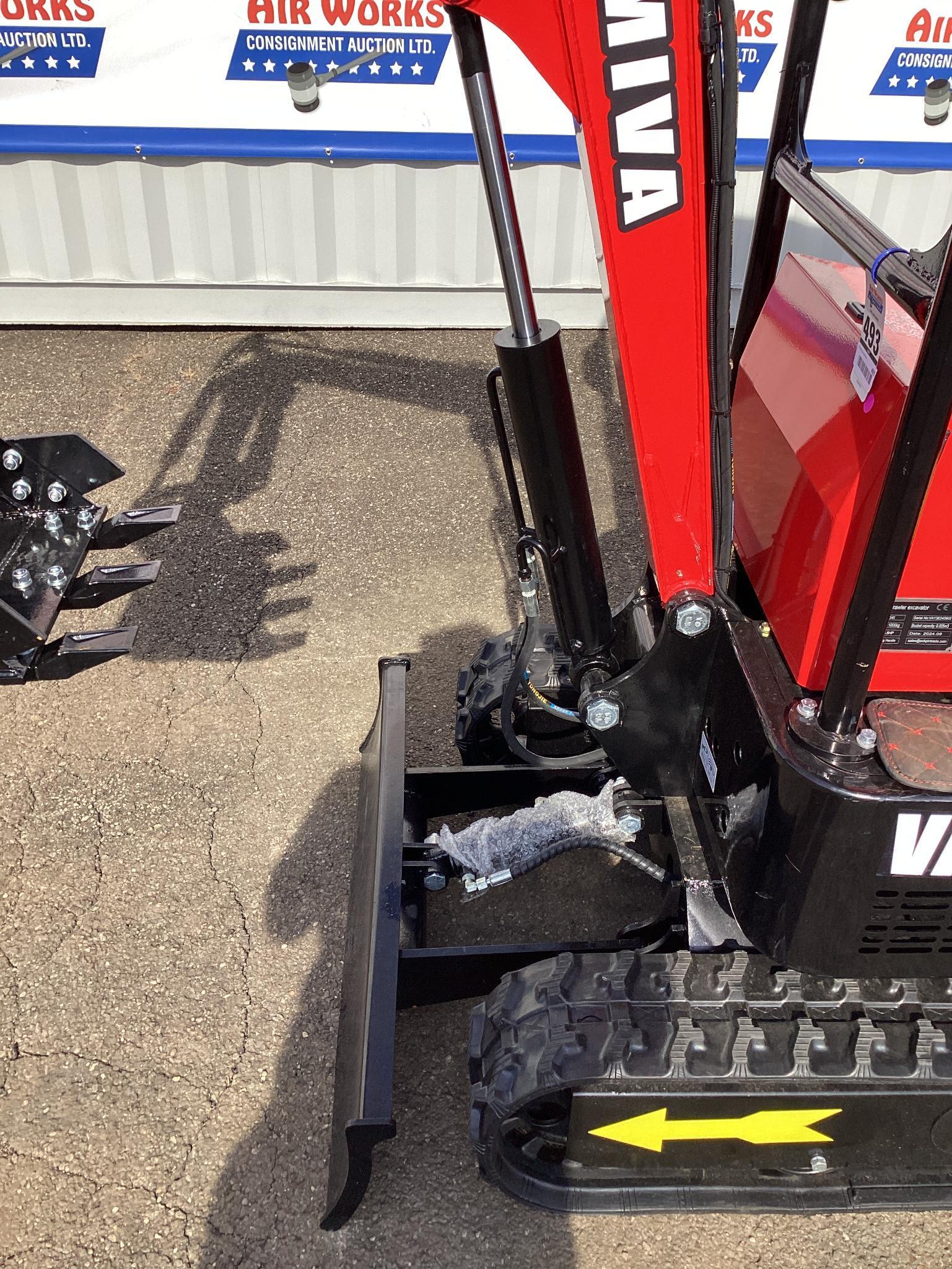 New Unused MIVA Model VA13E Mini Excavator, 13.5 Hp Gas Engine, Dozer Blade, 16" Bucket, Aux Hyd.