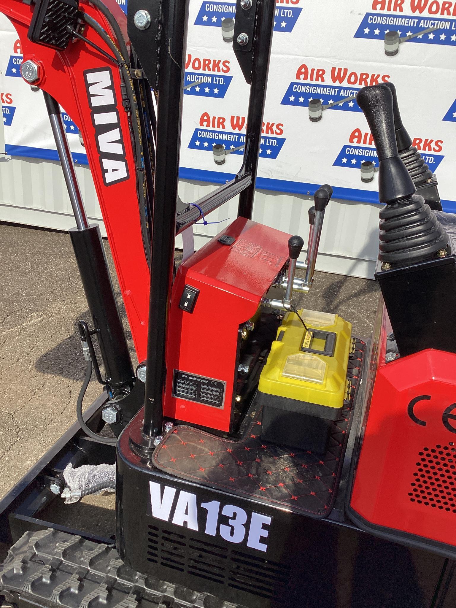 New Unused MIVA Model VA13E Mini Excavator, 13.5 Hp Gas Engine, Dozer Blade, 16" Bucket, Aux Hyd.