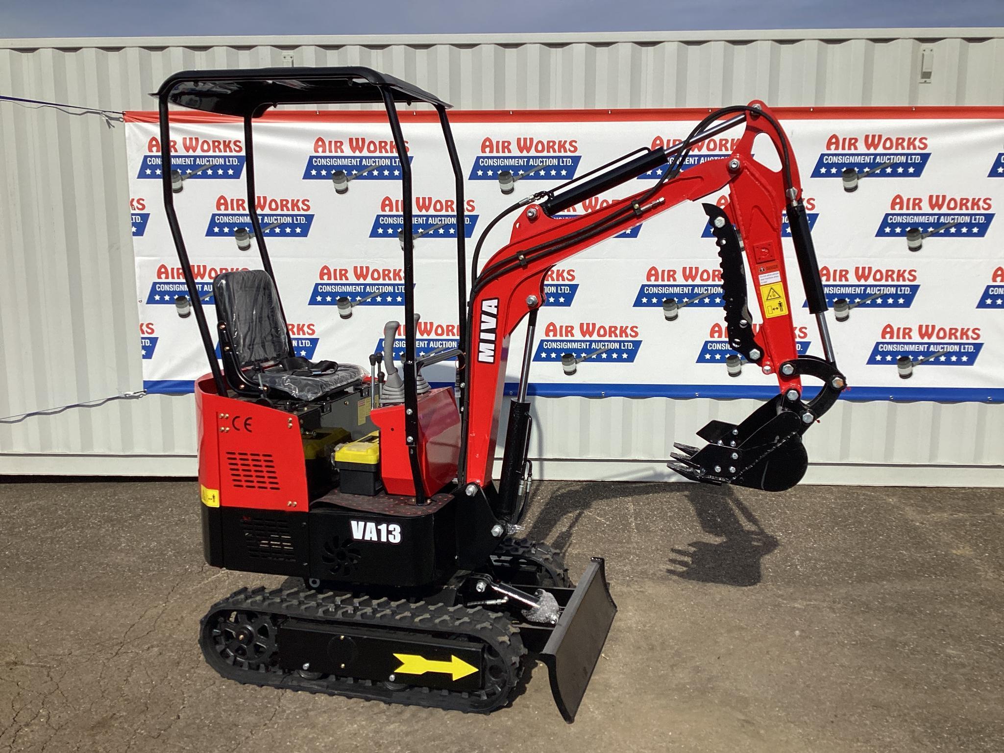 New Unused MIVA Model VA13 Mini Excavator, 13.5 Hp Gas Engine, Dozer Blade, 16" Bucket, Aux Hyd.