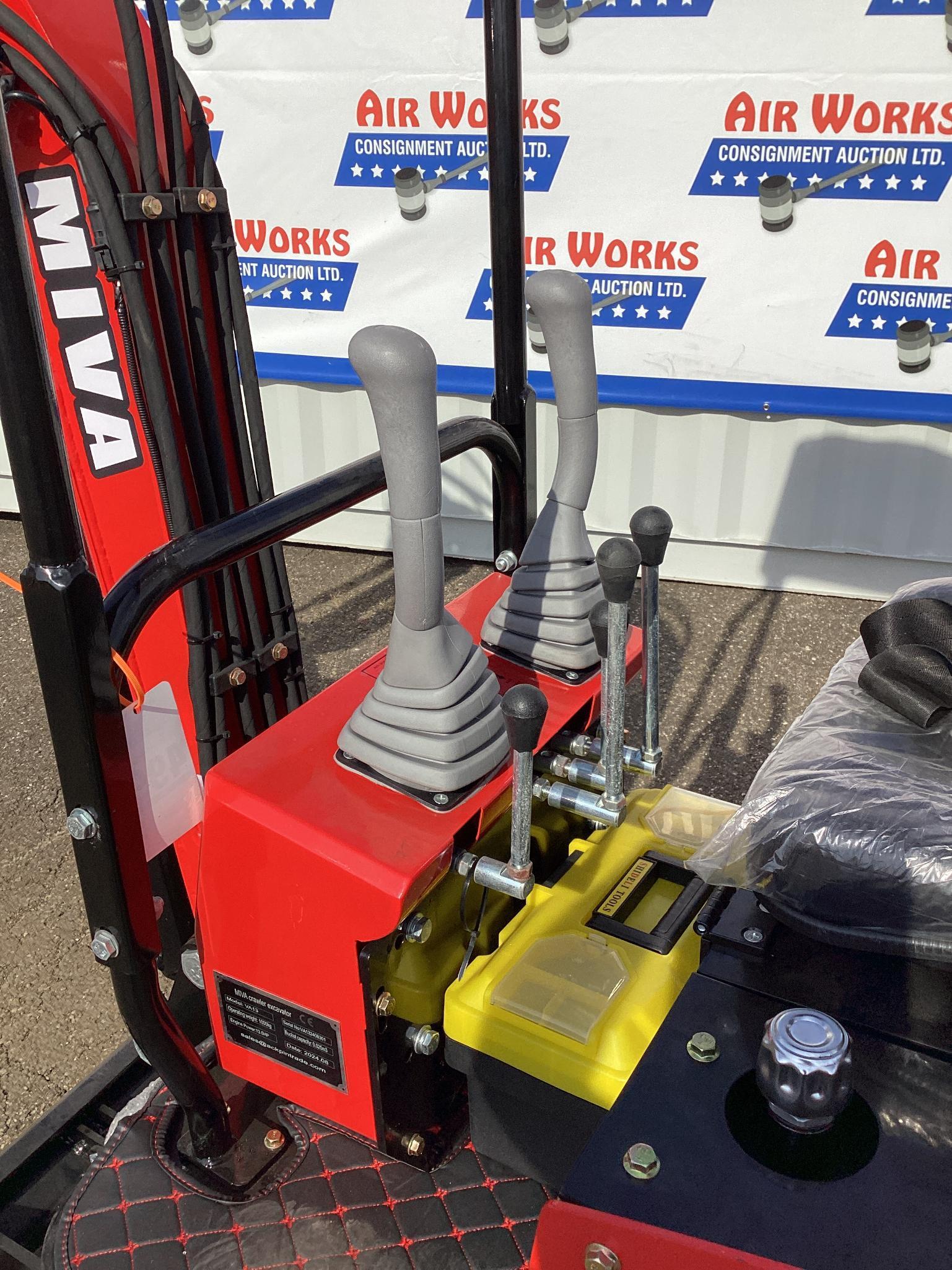New Unused MIVA Model VA13 Mini Excavator, 13.5 Hp Gas Engine, Dozer Blade, 16" Bucket, Aux Hyd.