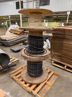 Pallet Lot 2 Partial Spools Aluminum Wire, 1 Partial Spool Comm Wire