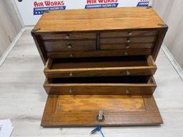 NATIONAL TOOL & CHEST Co. MACHINIST CHEST, 8 OAK DRAWERS