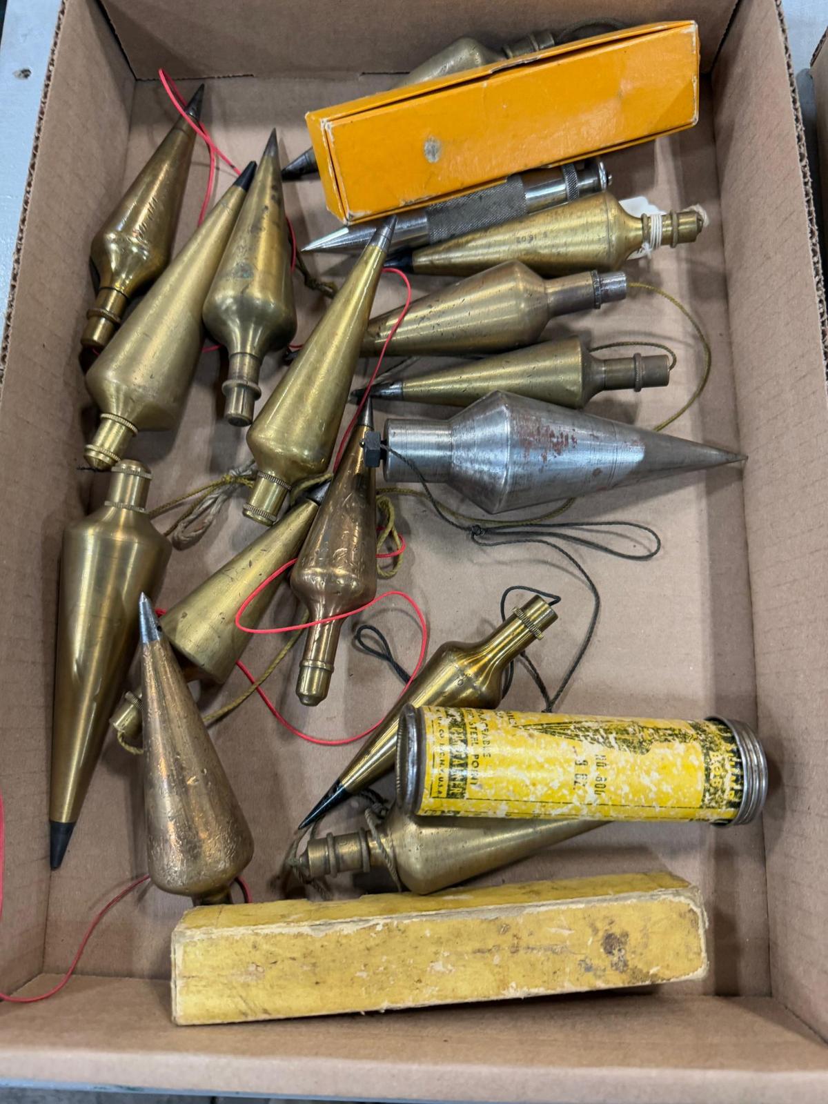 Flat lot of asst plumb bobs
