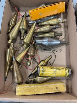 Flat lot of asst plumb bobs