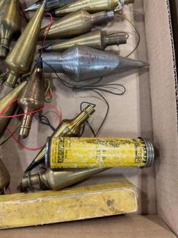 Flat lot of asst plumb bobs