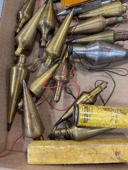 Flat lot of asst plumb bobs
