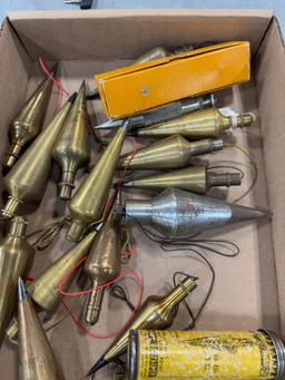 Flat lot of asst plumb bobs