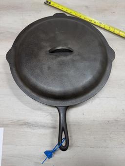 3 Notch no. 14 Cast Iron Skillet w/ heat ring and no. 14 Lid