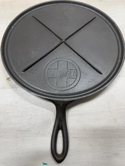 Griswold no. 9 Slant Logo Cast Iron Griddle, w/ ghost mark