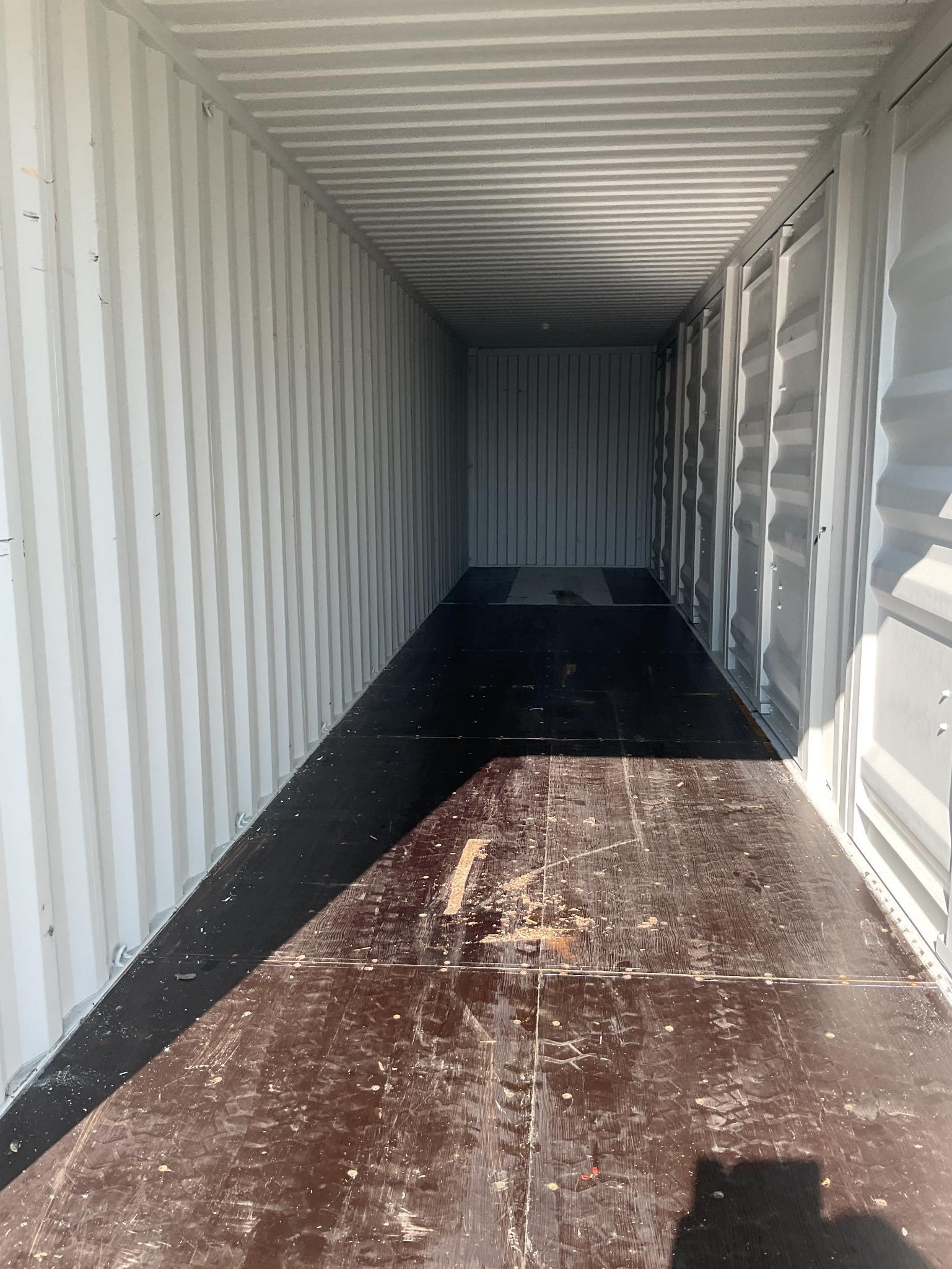 New 1 Trip 40' High Cube Multi Door Shipping Container, 1 End and 4 Side Opening Doors