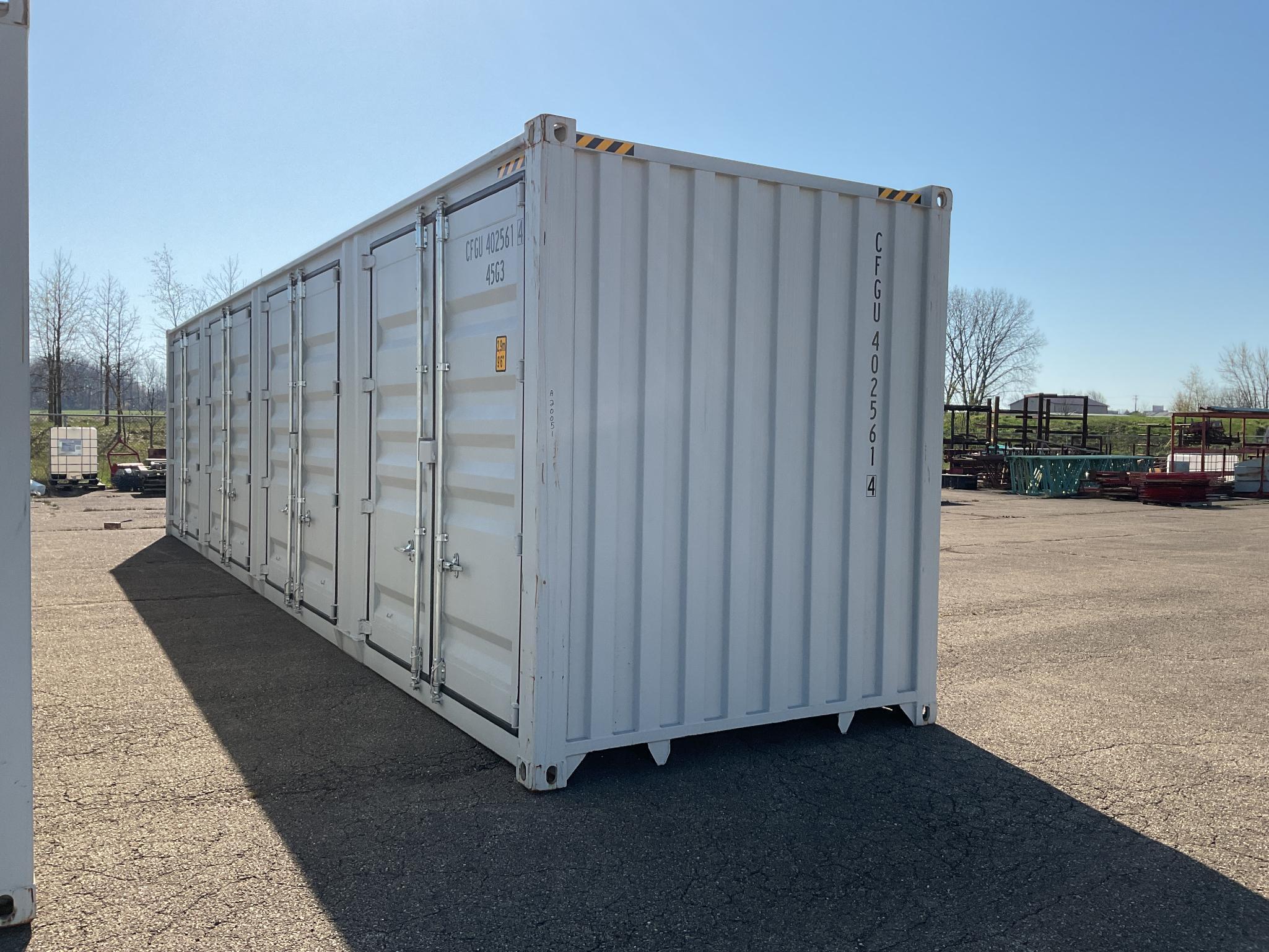 New 1 Trip 40' High Cube Multi Door Shipping Container, 1 End and 4 Side Opening Doors