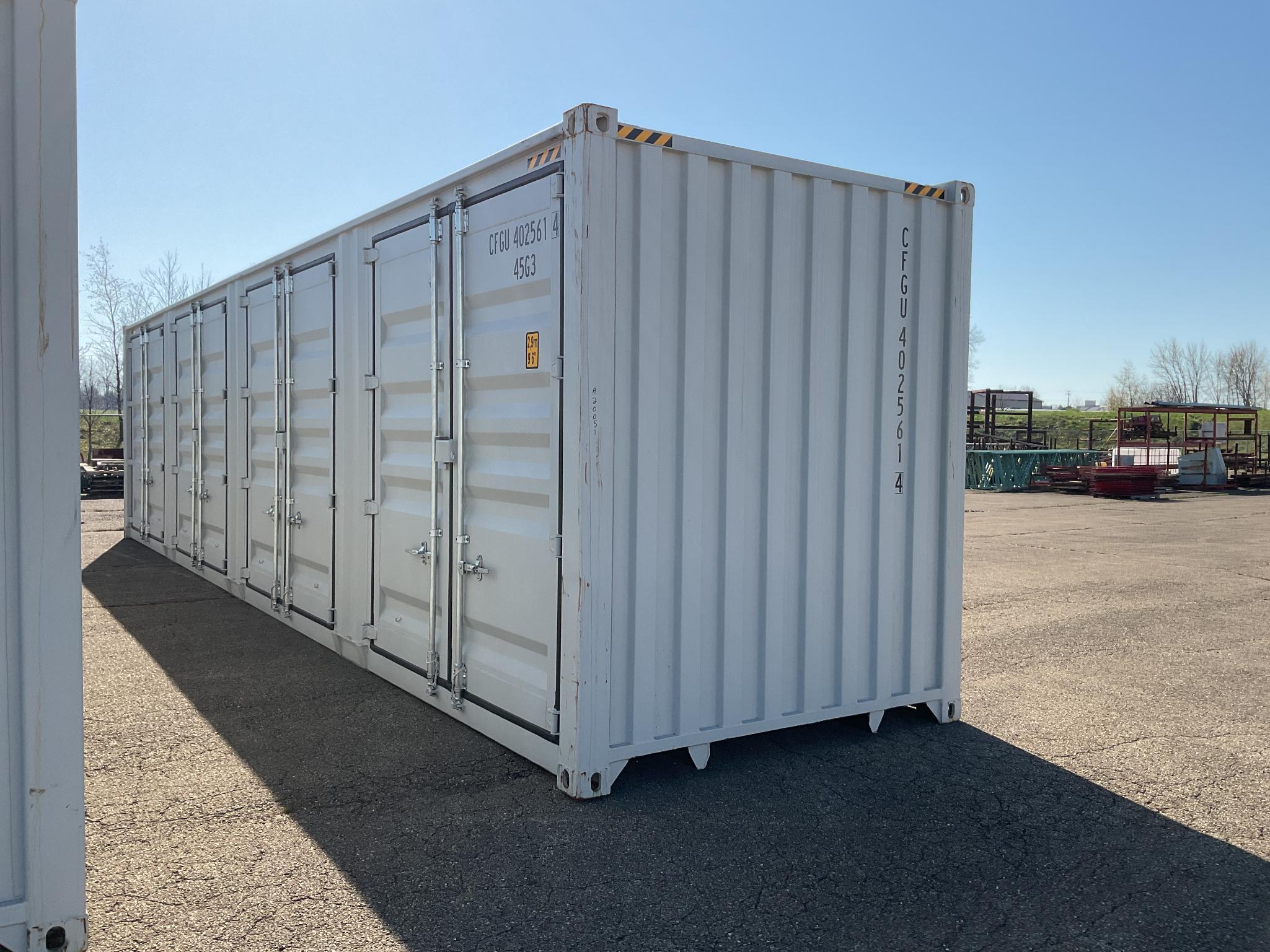 New 1 Trip 40' High Cube Multi Door Shipping Container, 1 End and 4 Side Opening Doors
