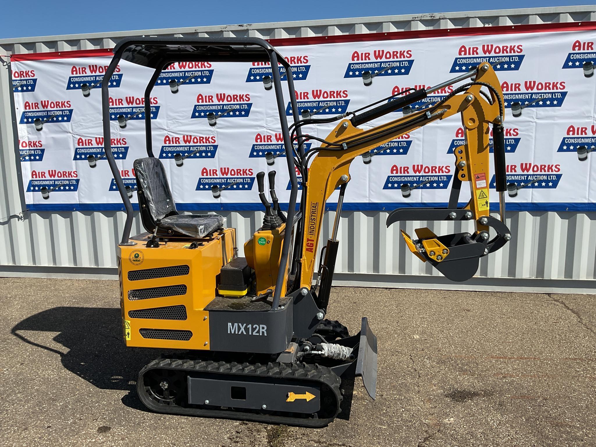 New Unused AGT Model MX12R Mini Excavator, 13.5 Hp Gas Engine, Blade, Bucket, Pilot Controls