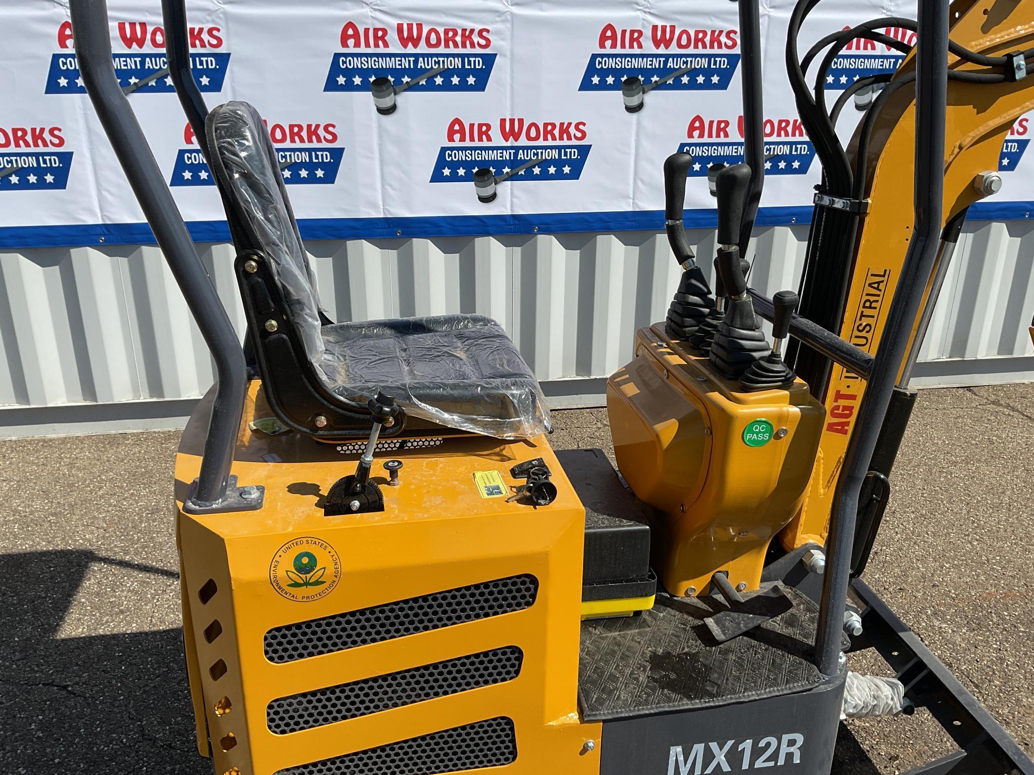 New Unused AGT Model MX12R Mini Excavator, 13.5 Hp Gas Engine, Blade, Bucket, Pilot Controls
