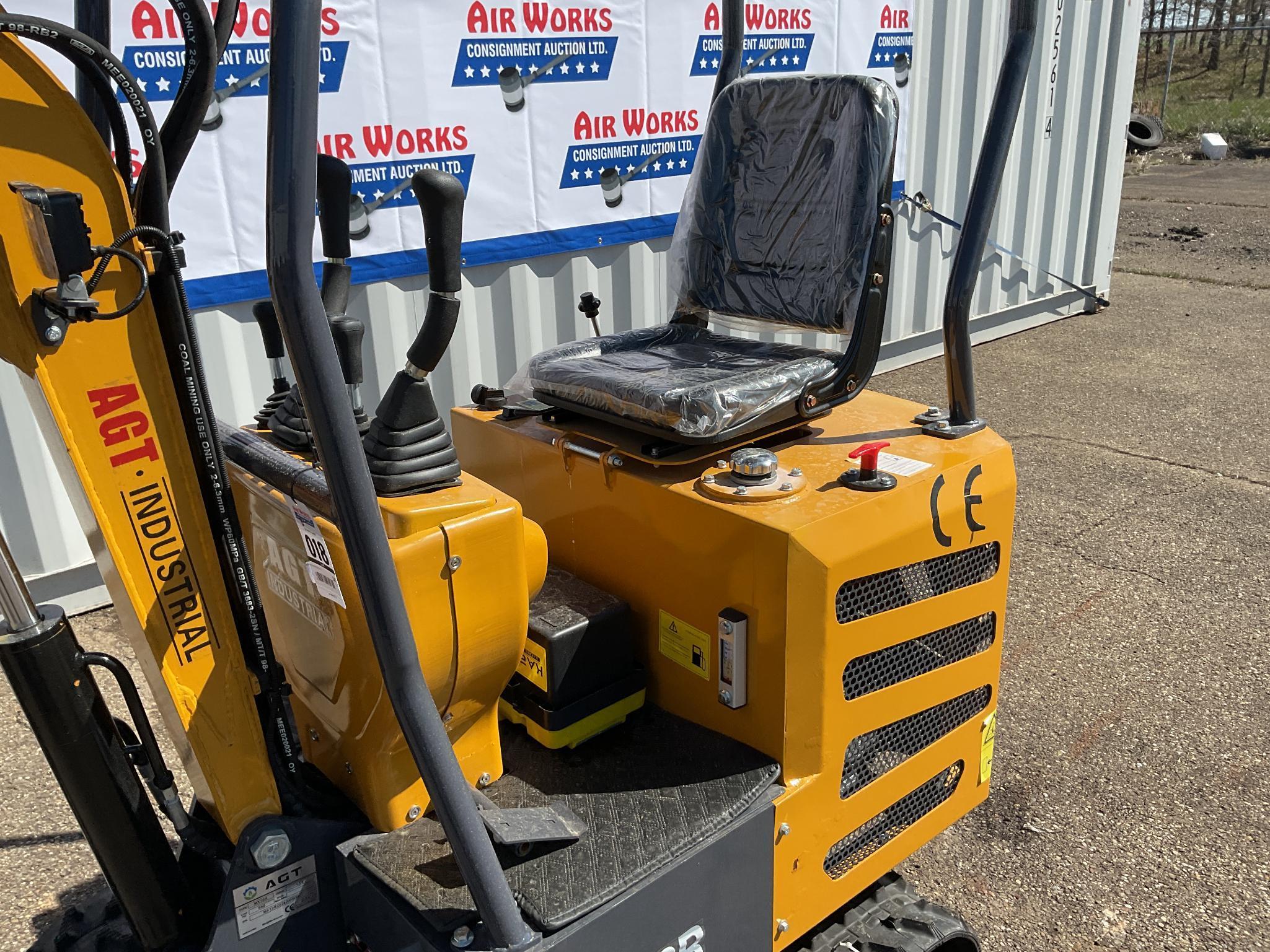 New Unused AGT Model MX12R Mini Excavator, 13.5 Hp Gas Engine, Blade, Bucket, Pilot Controls