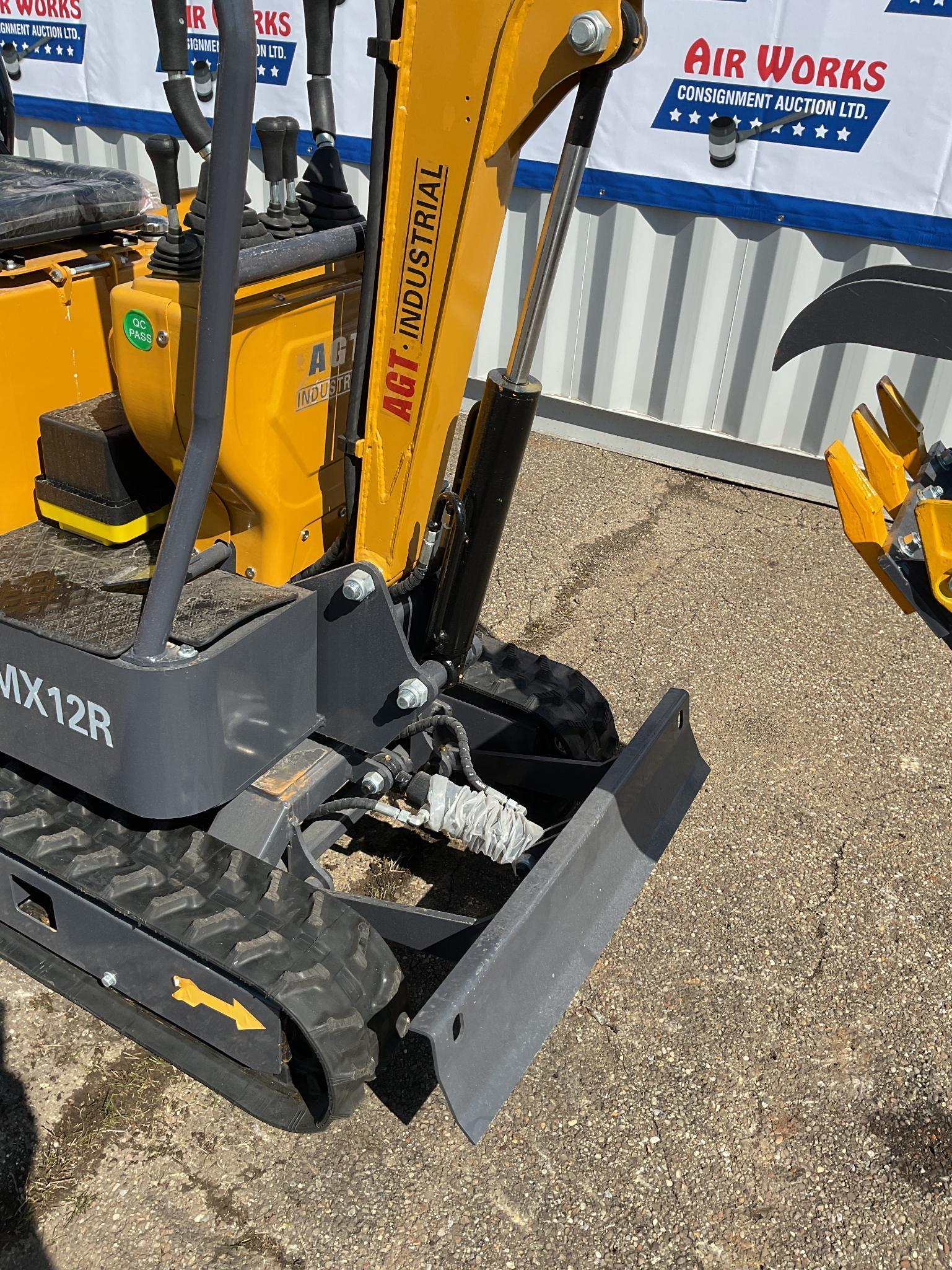 New Unused AGT Model MX12R Mini Excavator, 13.5 Hp Gas Engine, Blade, Bucket, Pilot Controls