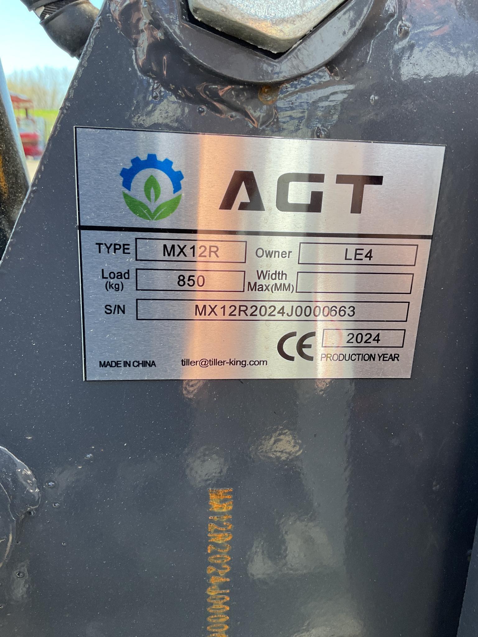 New Unused AGT Model MX12R Mini Excavator, 13.5 Hp Gas Engine, Blade, Bucket, Pilot Controls