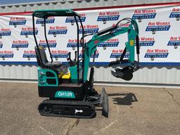 New Unused AGT Model QH12R Mini Excavator, Rubber Tracks, 13.5 Hp gas Engine, Manual Thumb, Blade