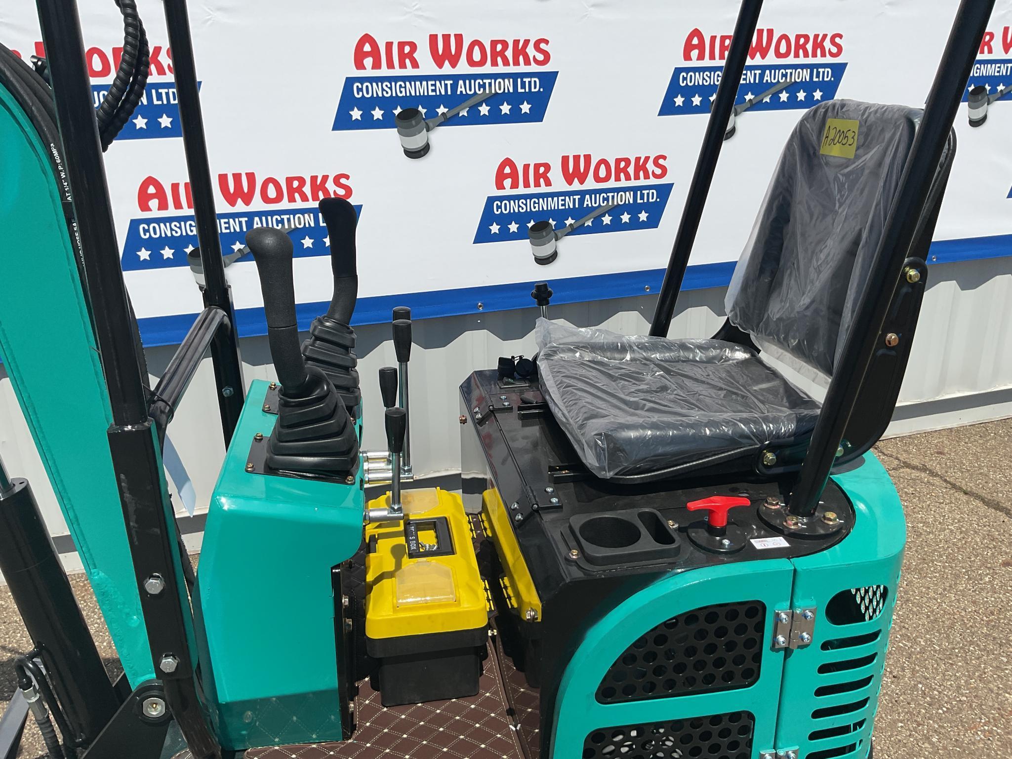 New Unused AGT Model QH12R Mini Excavator, Rubber Tracks, 13.5 Hp gas Engine, Manual Thumb, Blade