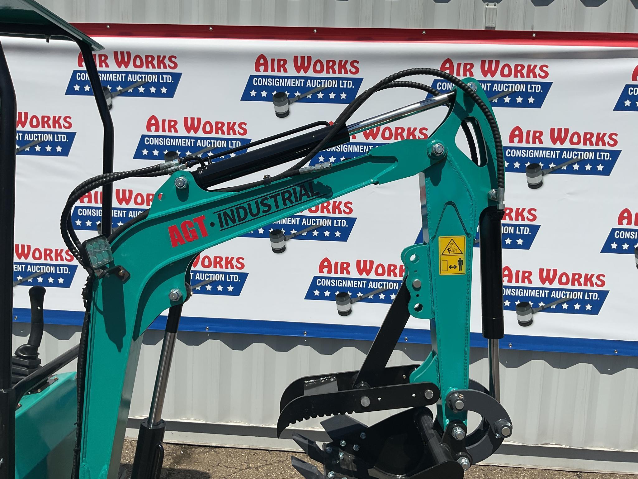 New Unused AGT Model QH12R Mini Excavator, Rubber Tracks, 13.5 Hp gas Engine, Manual Thumb, Blade