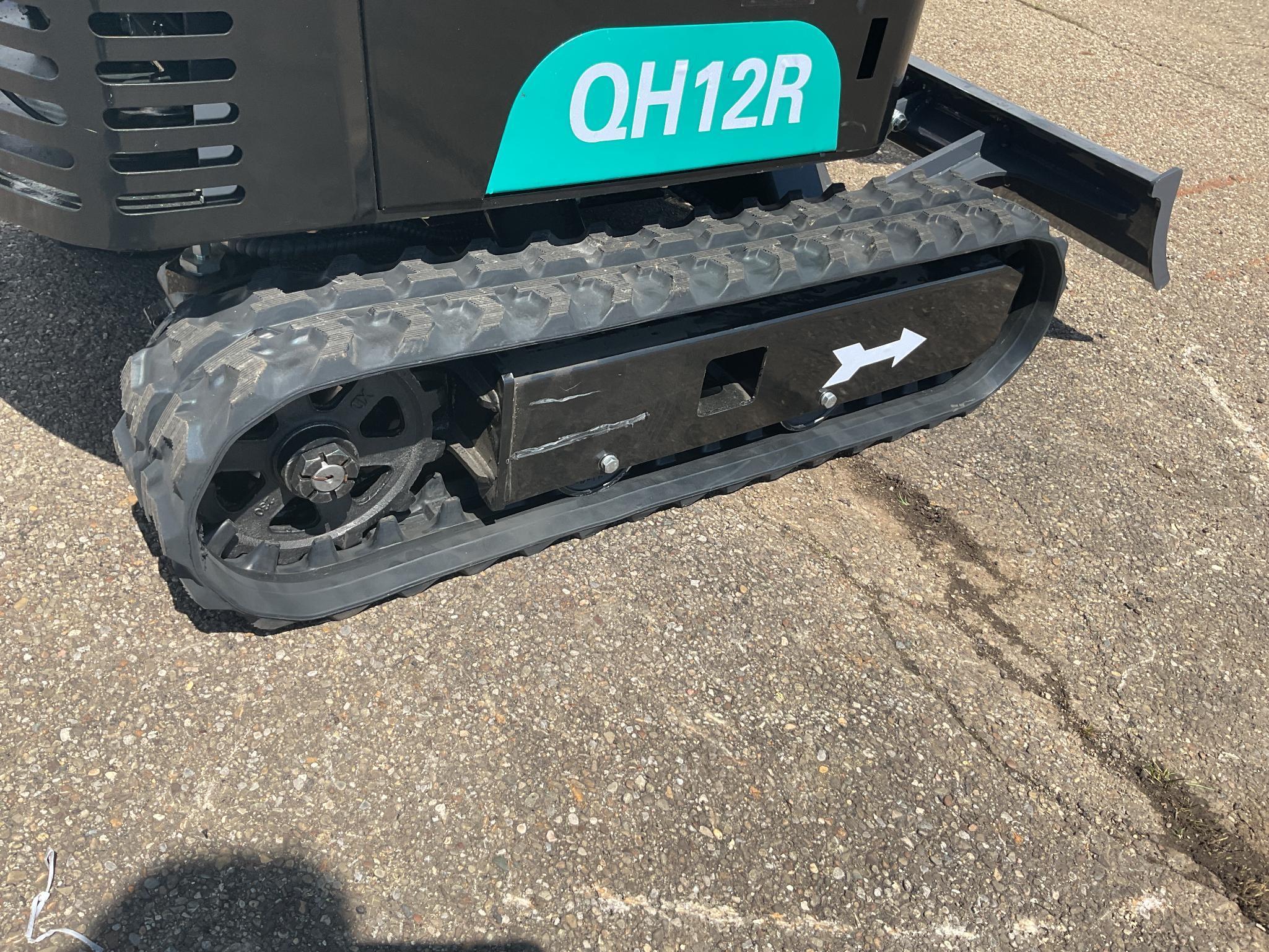 New Unused AGT Model QH12R Mini Excavator, Rubber Tracks, 13.5 Hp gas Engine, Manual Thumb, Blade