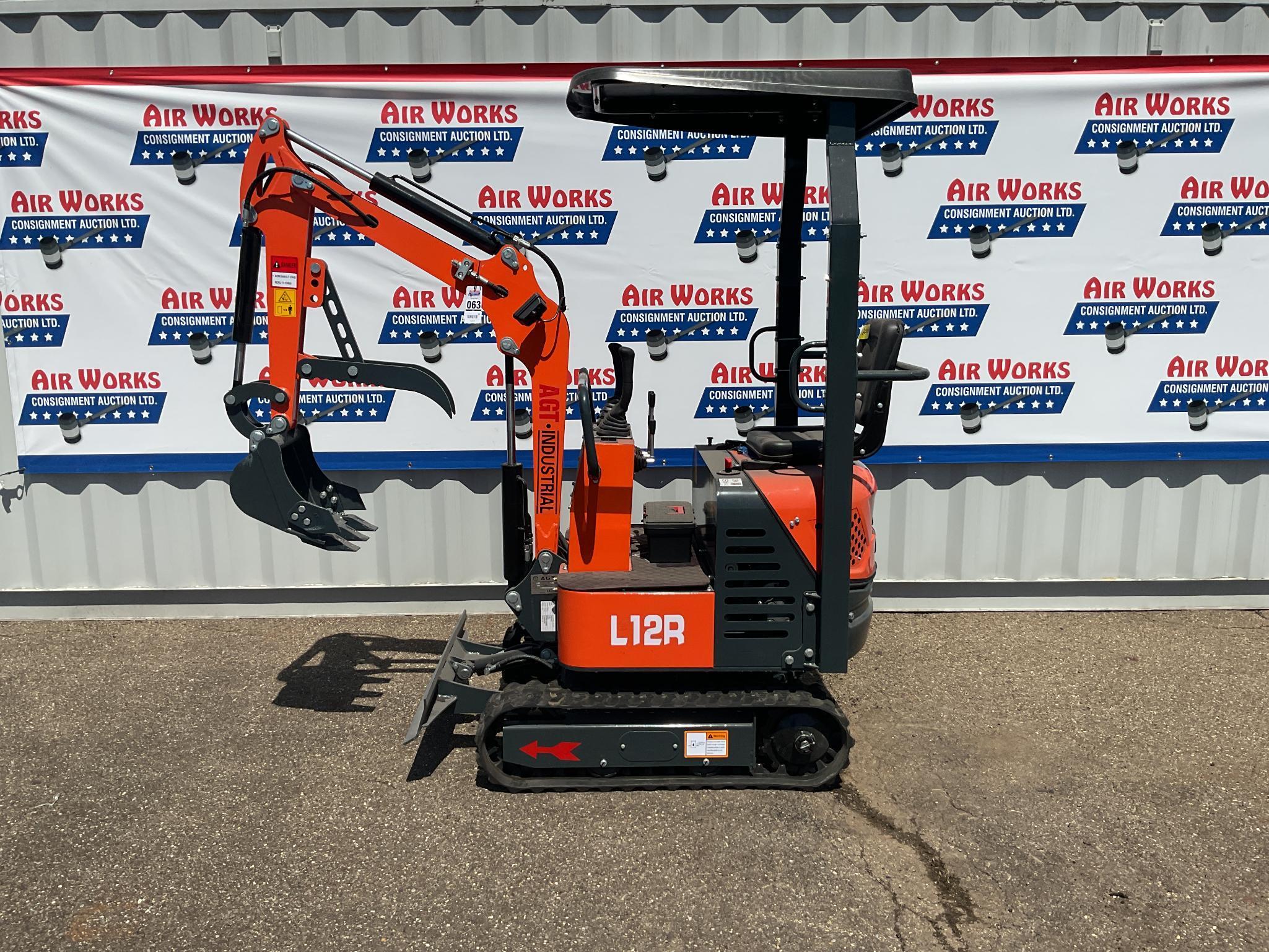 New Unused AGT Model L12R Mini Excavator, 14" Digging Bucket, Blade, 13.5 Gas Engine, Aux. Hyd.