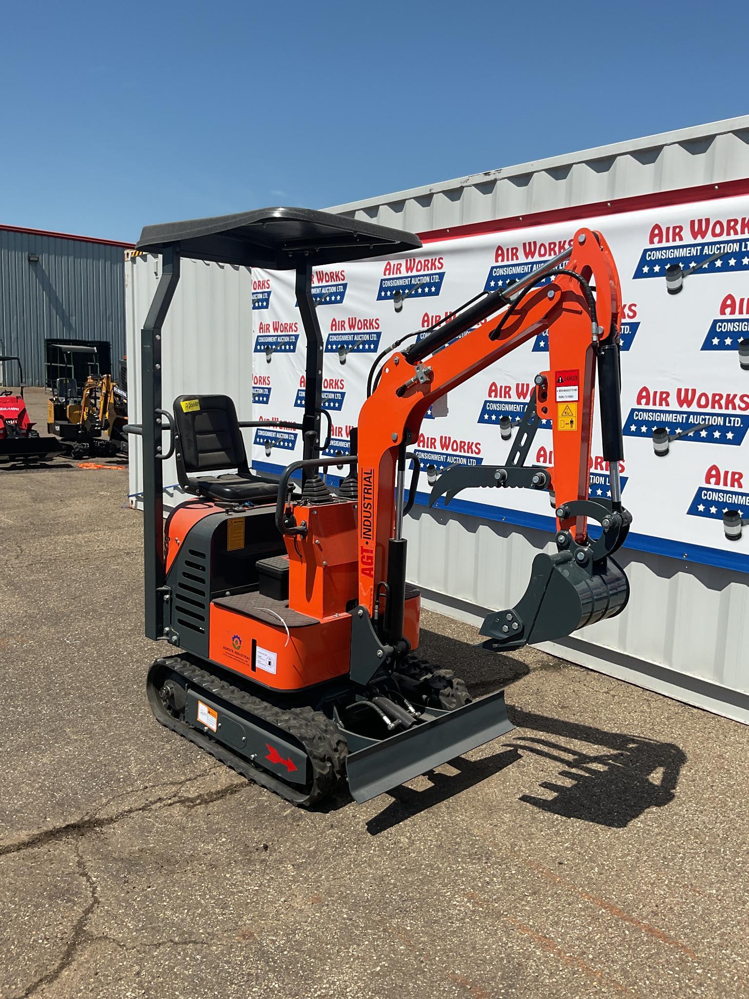 New Unused AGT Model L12R Mini Excavator, 14" Digging Bucket, Blade, 13.5 Gas Engine, Aux. Hyd.