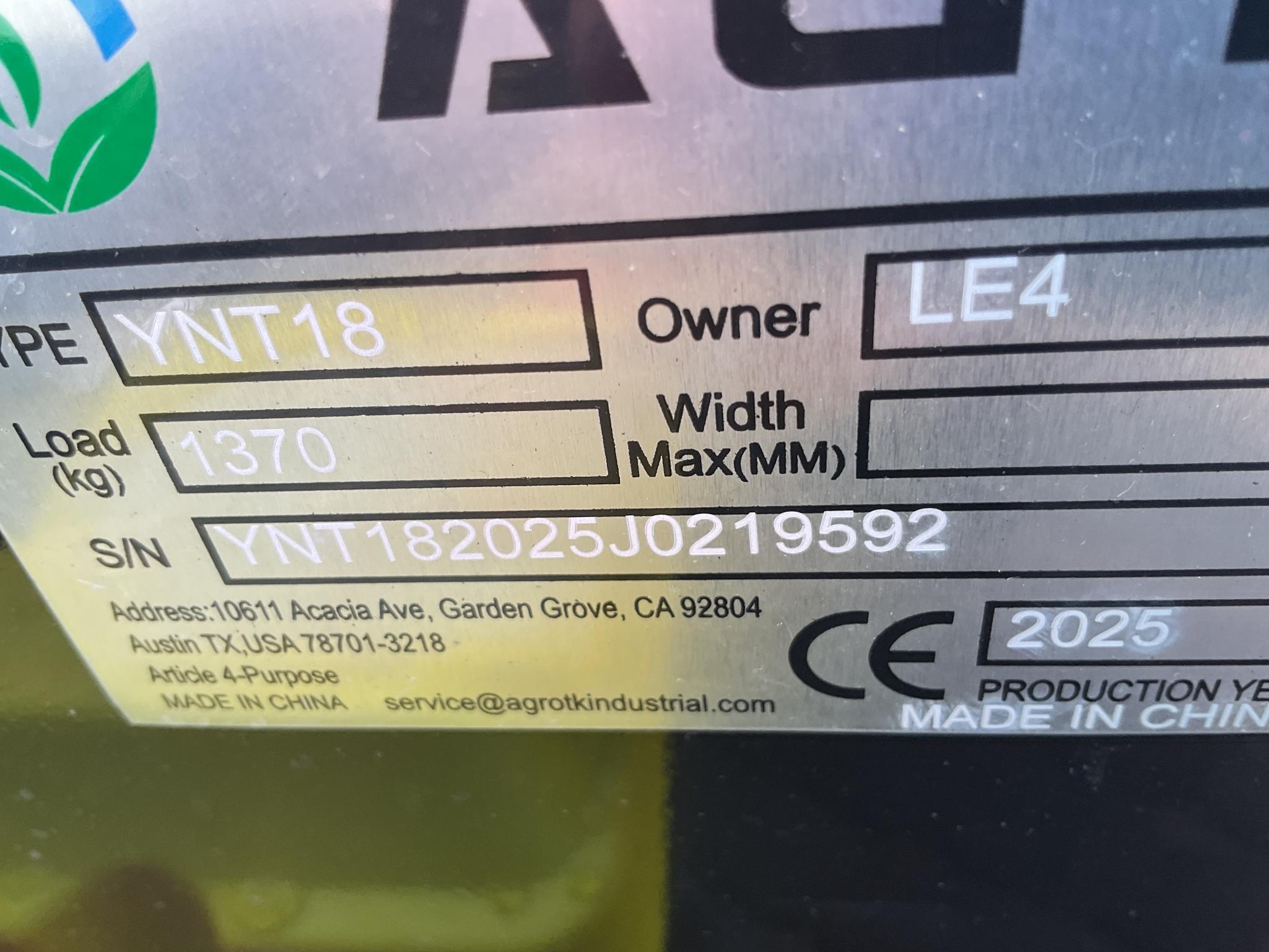 New Unused AGT Model YNT18 Mini Excavator, Yanmar Diesel Engine, Swing Boom, Manual Thumb, Aux. Hyd