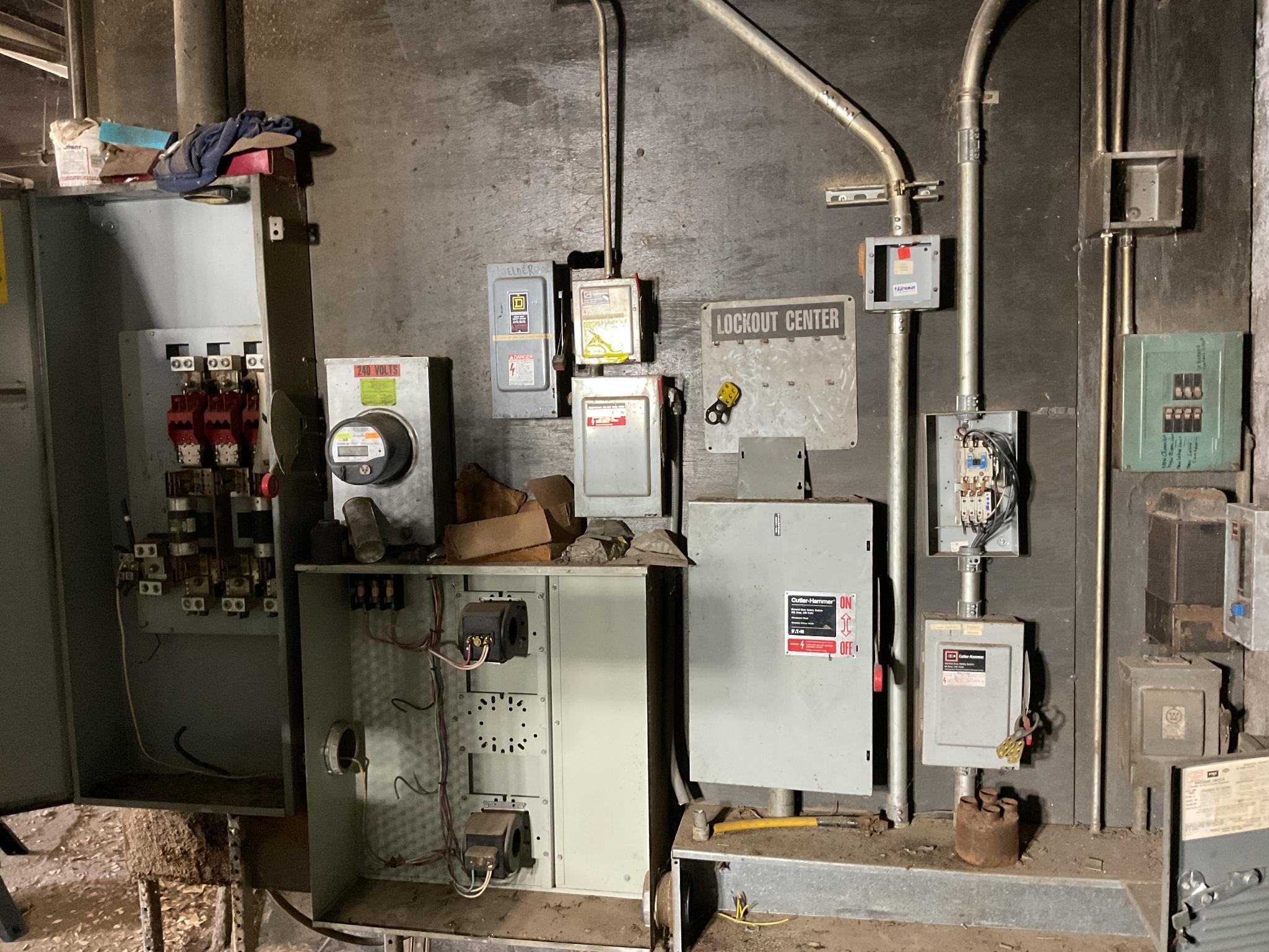 Control Panels and Breaker Boxes Mounted on 2 Walls, Located In Heuvelton, Ny.
