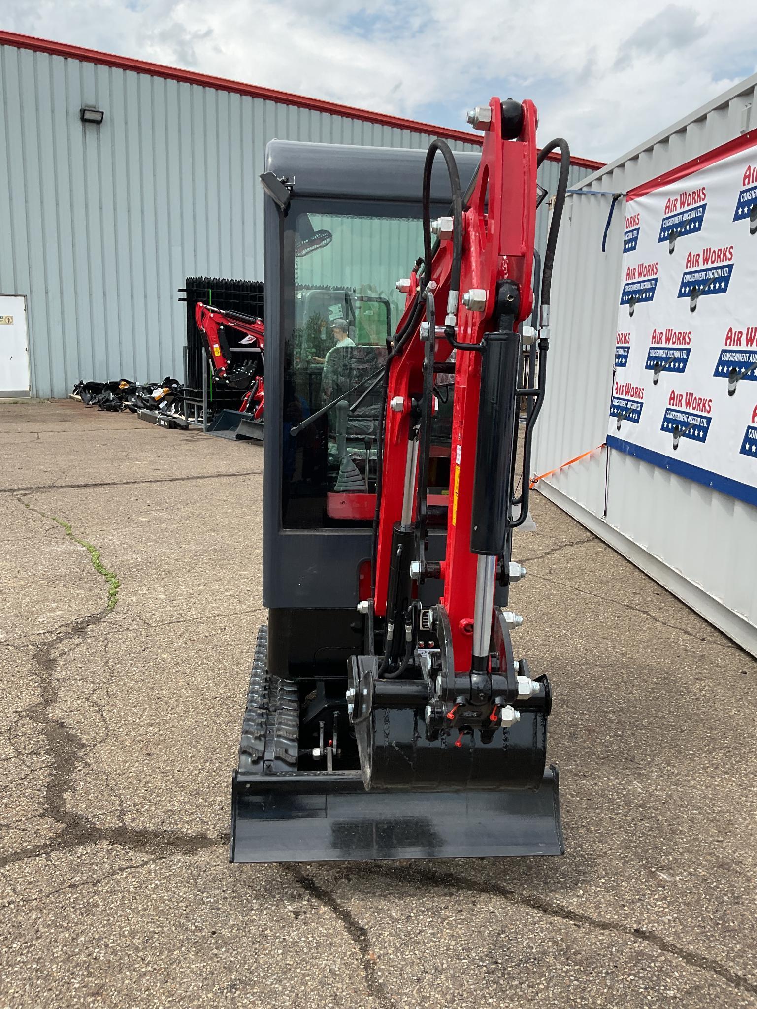 New Unused Miva VA13C Mini Excavator, 13.5 Hp Gas Engine, Manual Thumb, Blade, Cab, 16" Bucket