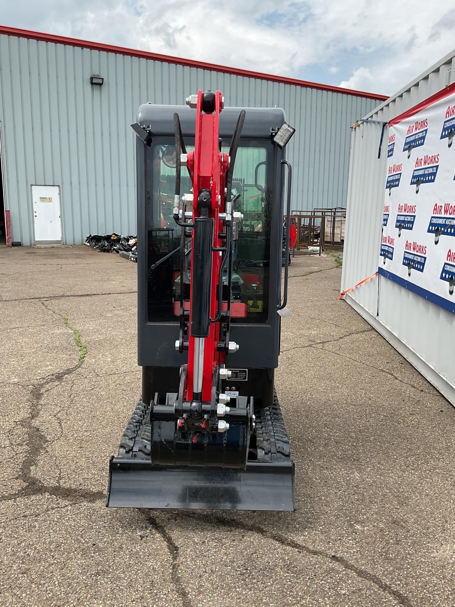 New Unused Miva VA13C Mini Excavator, 13.5 Hp Gas Engine, Manual Thumb, Blade, Cab, 16" Bucket