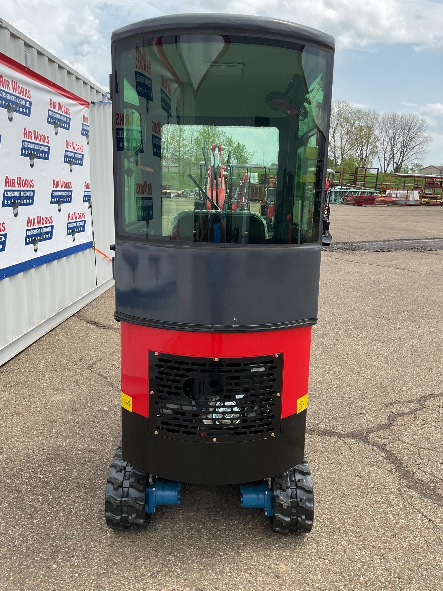 New Unused Miva VA13C Mini Excavator, 13.5 Hp Gas Engine, Manual Thumb, Blade, Cab, 16" Bucket