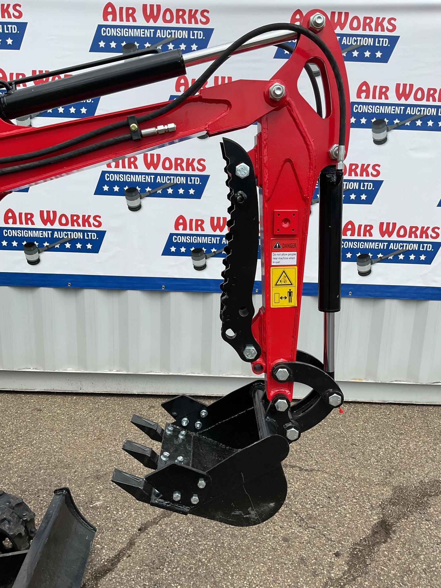 New Unused Miva VA13C Mini Excavator, 13.5 Hp Gas Engine, Manual Thumb, Blade, Cab, 16" Bucket