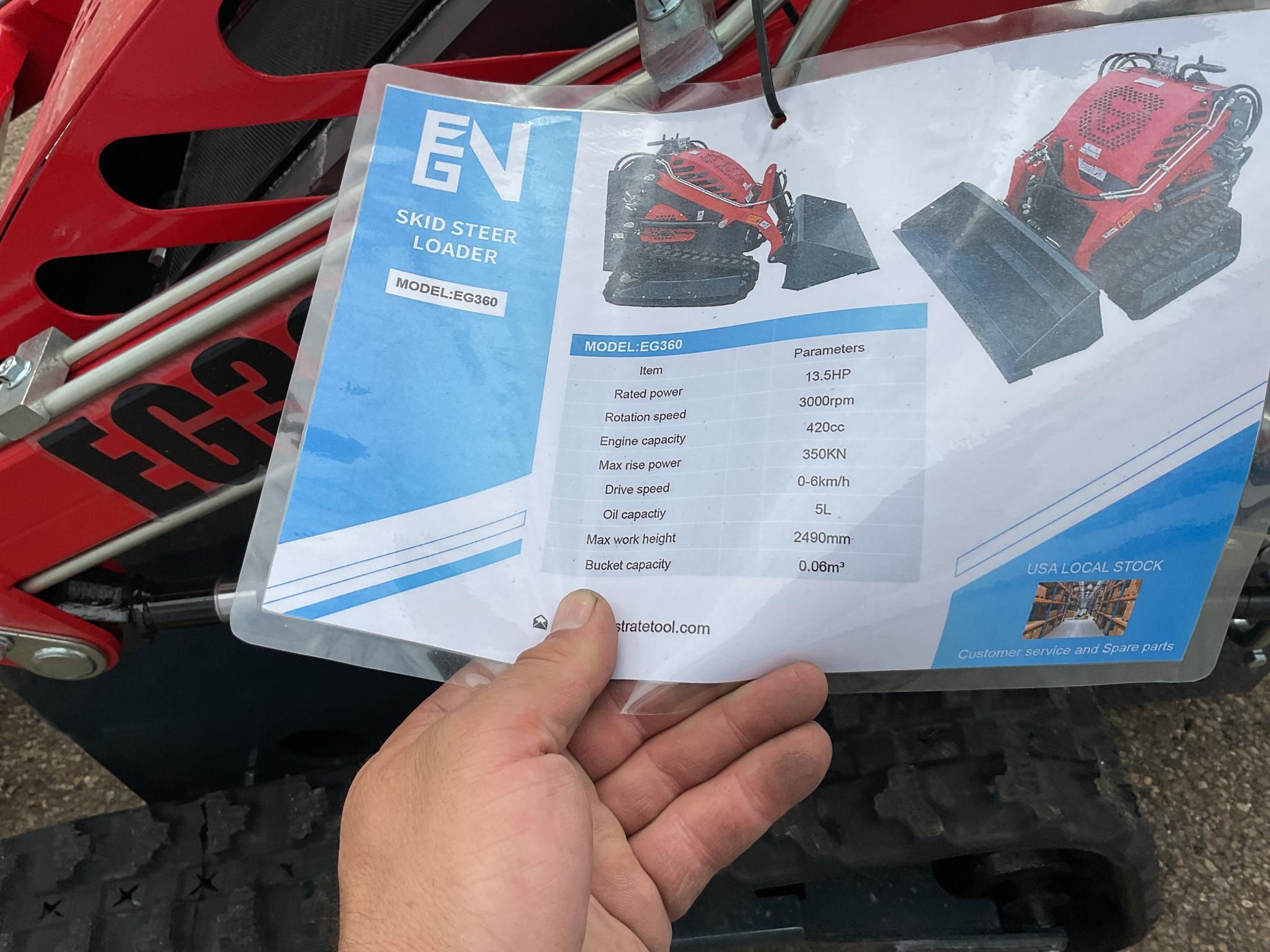 New Unused EGN Model EG360 Compact Track Loader, 13.5 Hp Gas Engine, 40" Bucket, Aux. Hydraulics