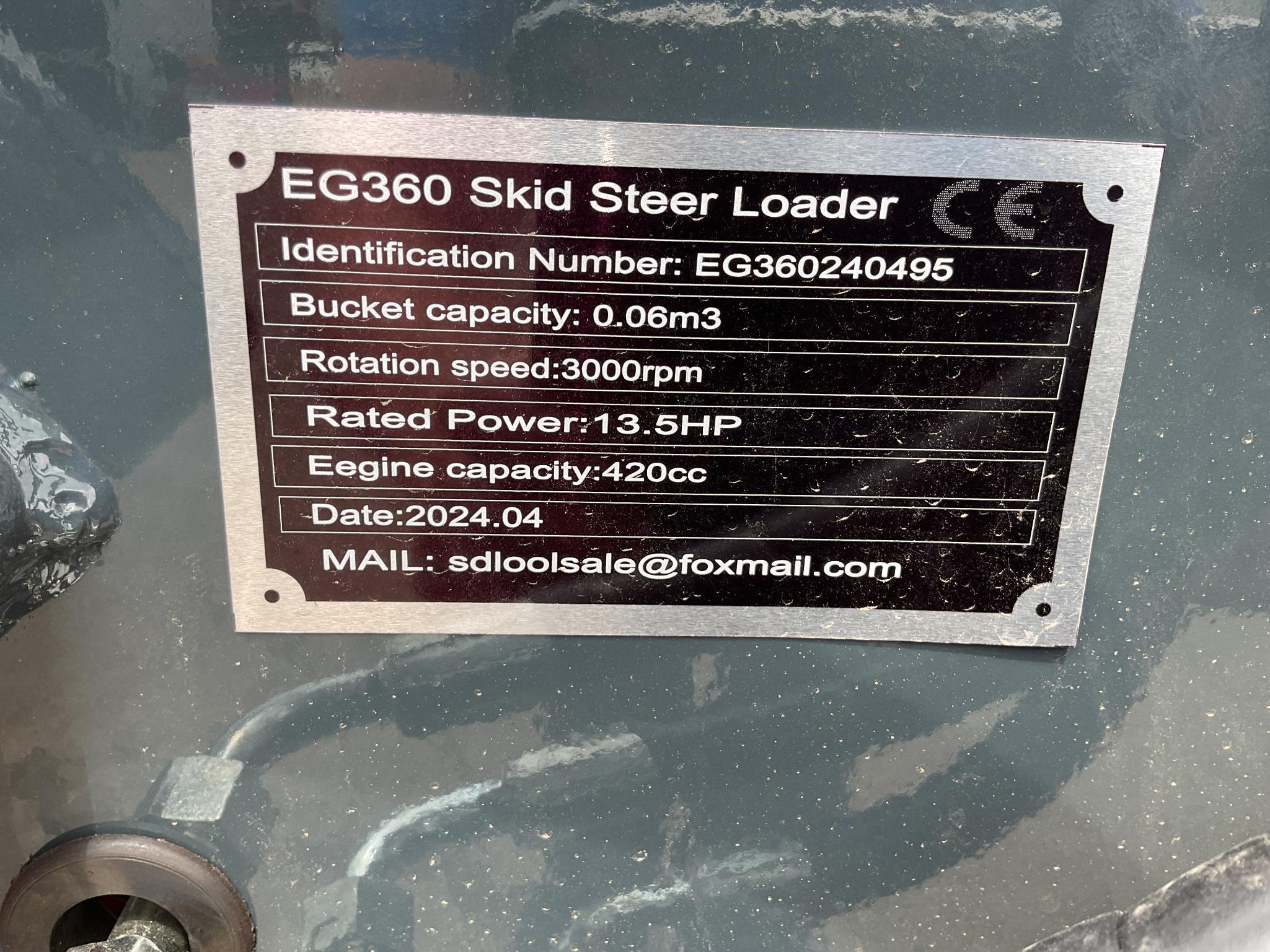 New Unused EGN Model EG360 Compact Track Loader, 13.5 Hp Gas Engine, 40" Bucket, Aux. Hydraulics