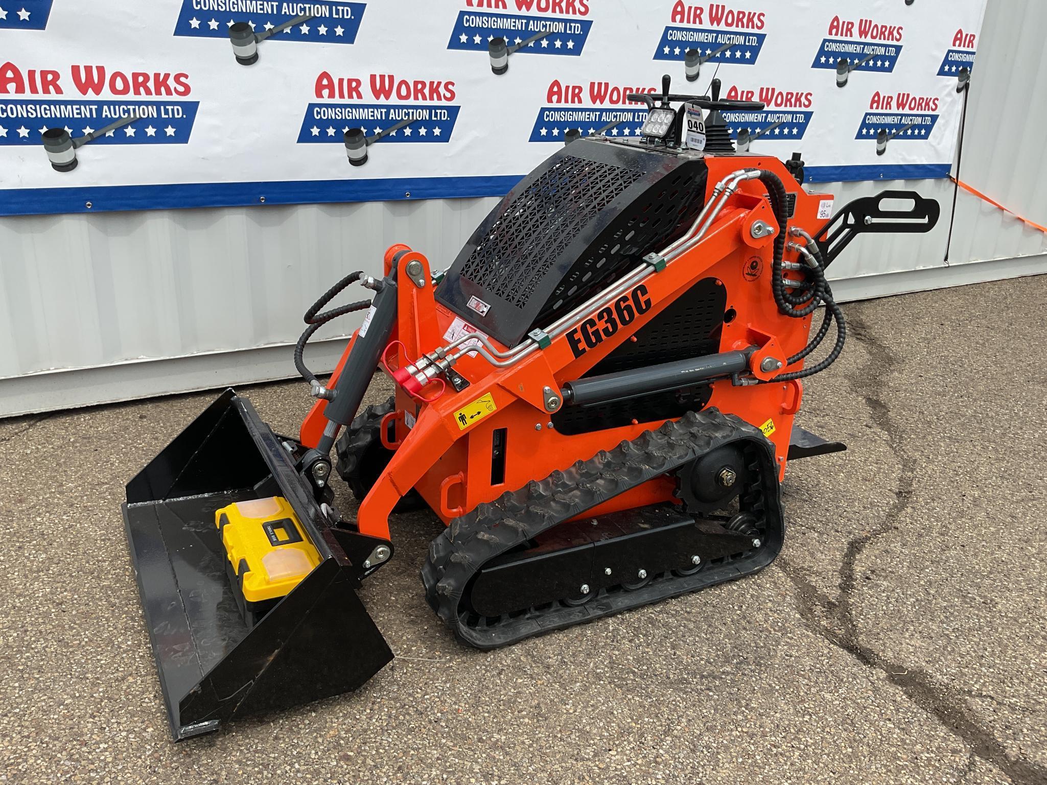 New Unused EGN Model EG36C Compact Track Loader, 15 Hp Gas Engine, 40" Bucket, Aux. Hydraulics