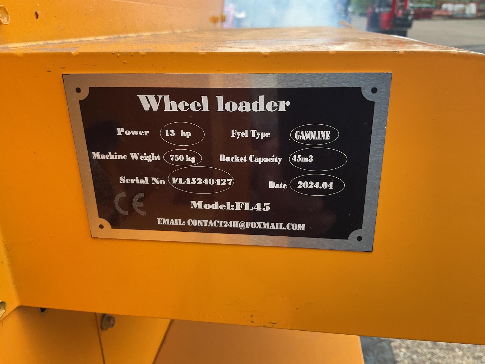 New Unused Fland Model FL45 Articulated Wheel loader, 13 Hp Gas Engine, 4 Wheel Drive, LED Lights