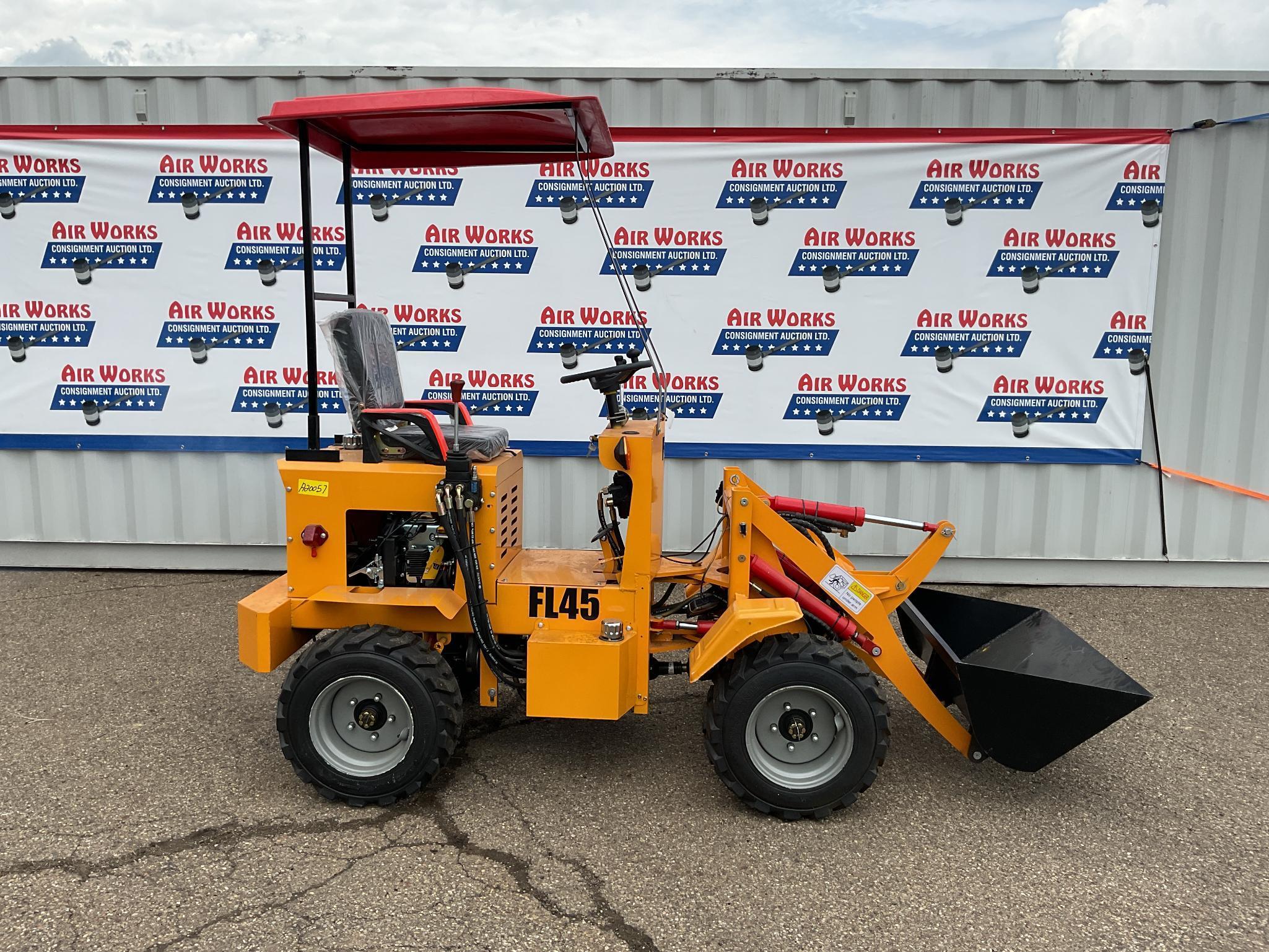 New Unused Fland Model FL45 Articulated Wheel loader, 13 Hp Gas Engine, 4 Wheel Drive, LED Lights