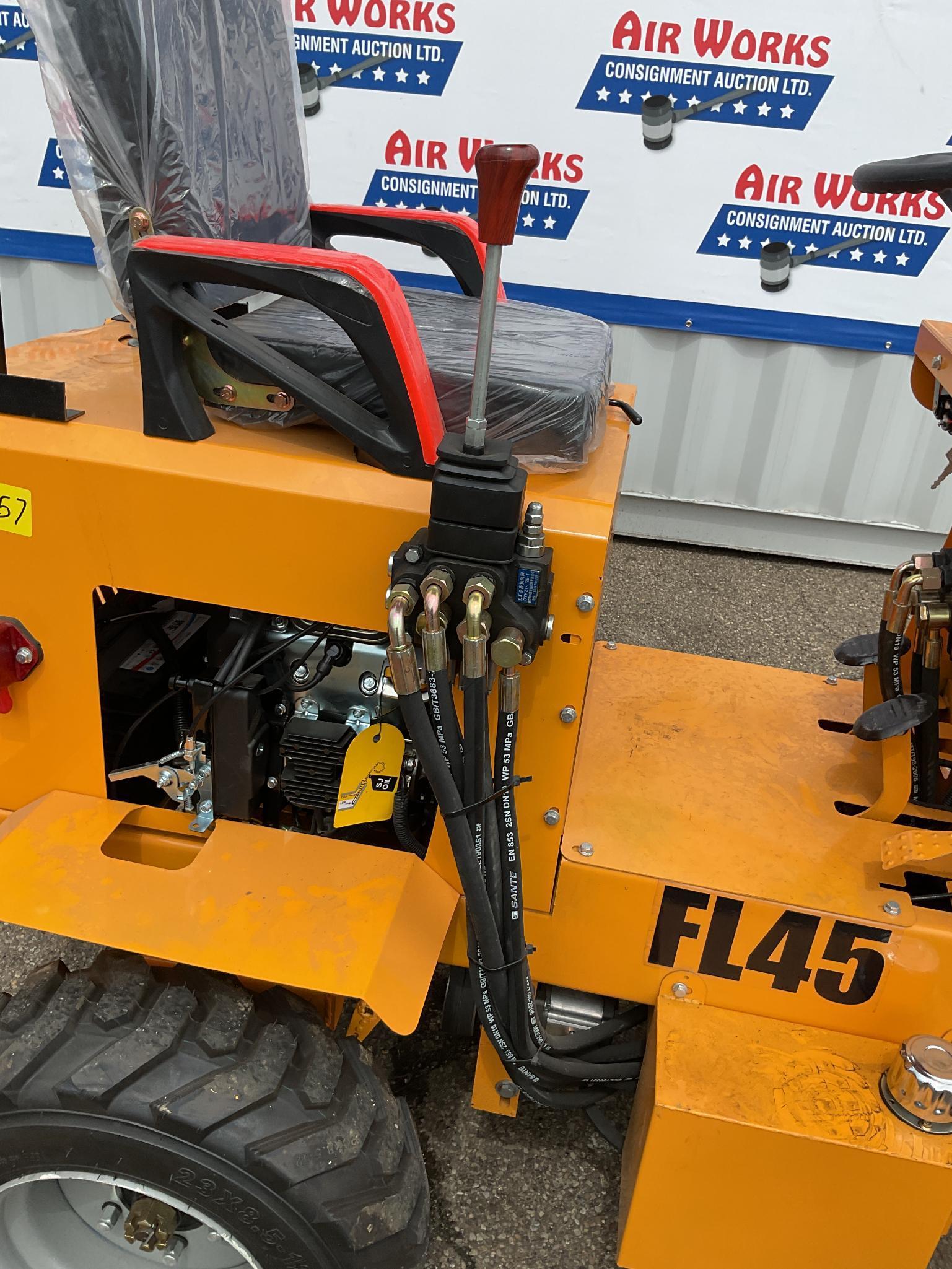 New Unused Fland Model FL45 Articulated Wheel loader, 13 Hp Gas Engine, 4 Wheel Drive, LED Lights