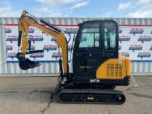 New Unused AGT Model QNT30 Mini Excavator, 25 Hp Kubota Deisel, Swing Boom, Cab, Hyd. Thumb, Blade