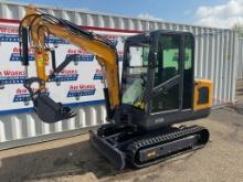 New Unused AGT Model MY50R Mini Excavator, Cab, 29 Hp Gas Engine, Swing Boom, Hyd. Thumb, Aux. Hyd