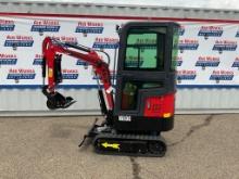 New Unused Miva VA13C Mini Excavator, 13.5 Hp Gas Engine, Manual Thumb, Blade, Cab, 16" Bucket