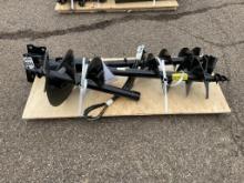 New Unused Miva Mini Excavator Auger Attachment Set, Hydraulic Auger With 8", 12" and 16" Bits
