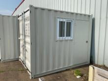 New Unused 10' Shipping Container With End Door, Side Door, Window, Fork Pockets