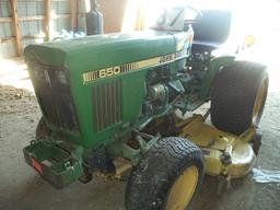 John Deere model 650 yard tractor with mower deck