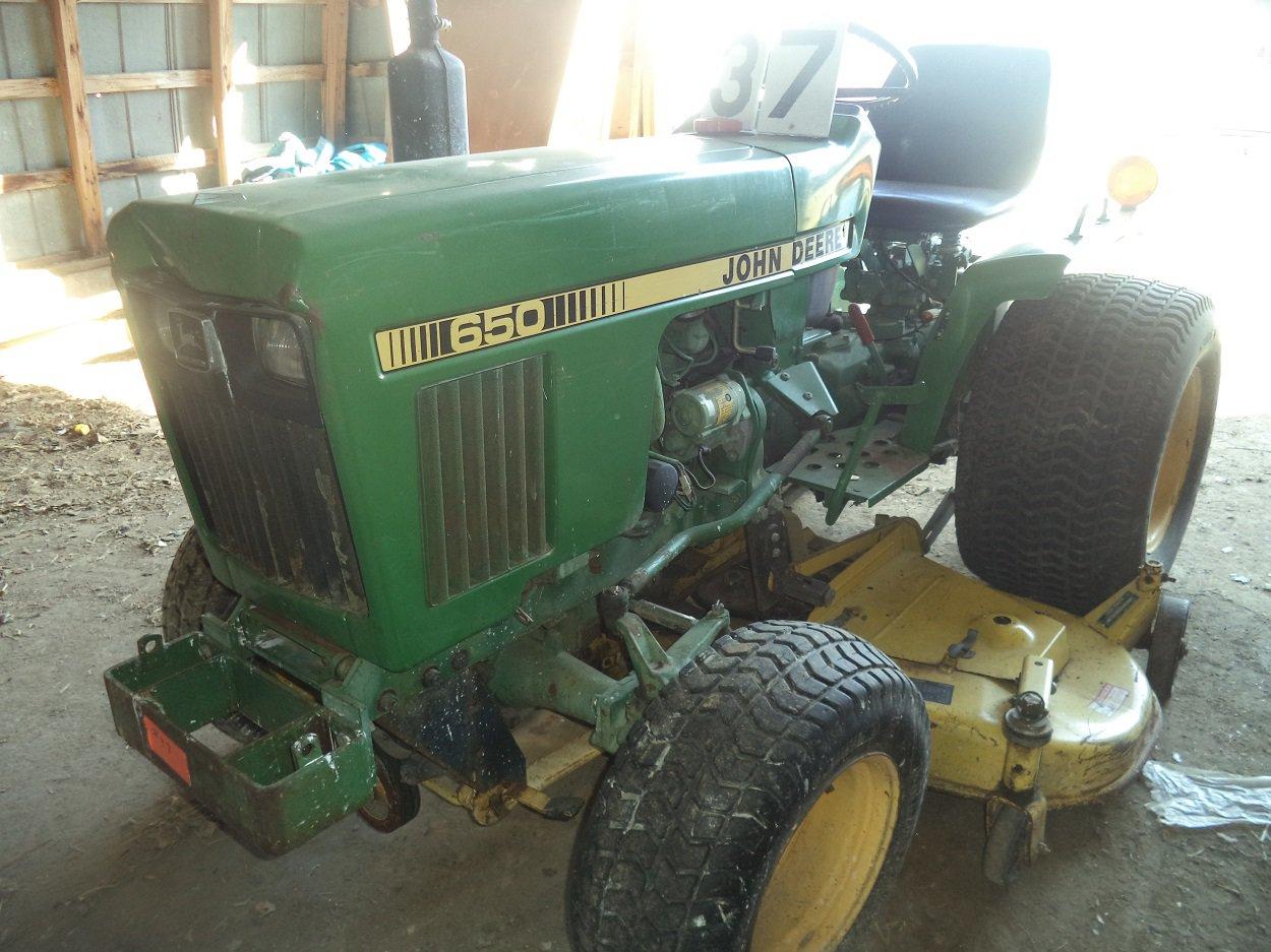John Deere model 650 yard tractor with mower deck