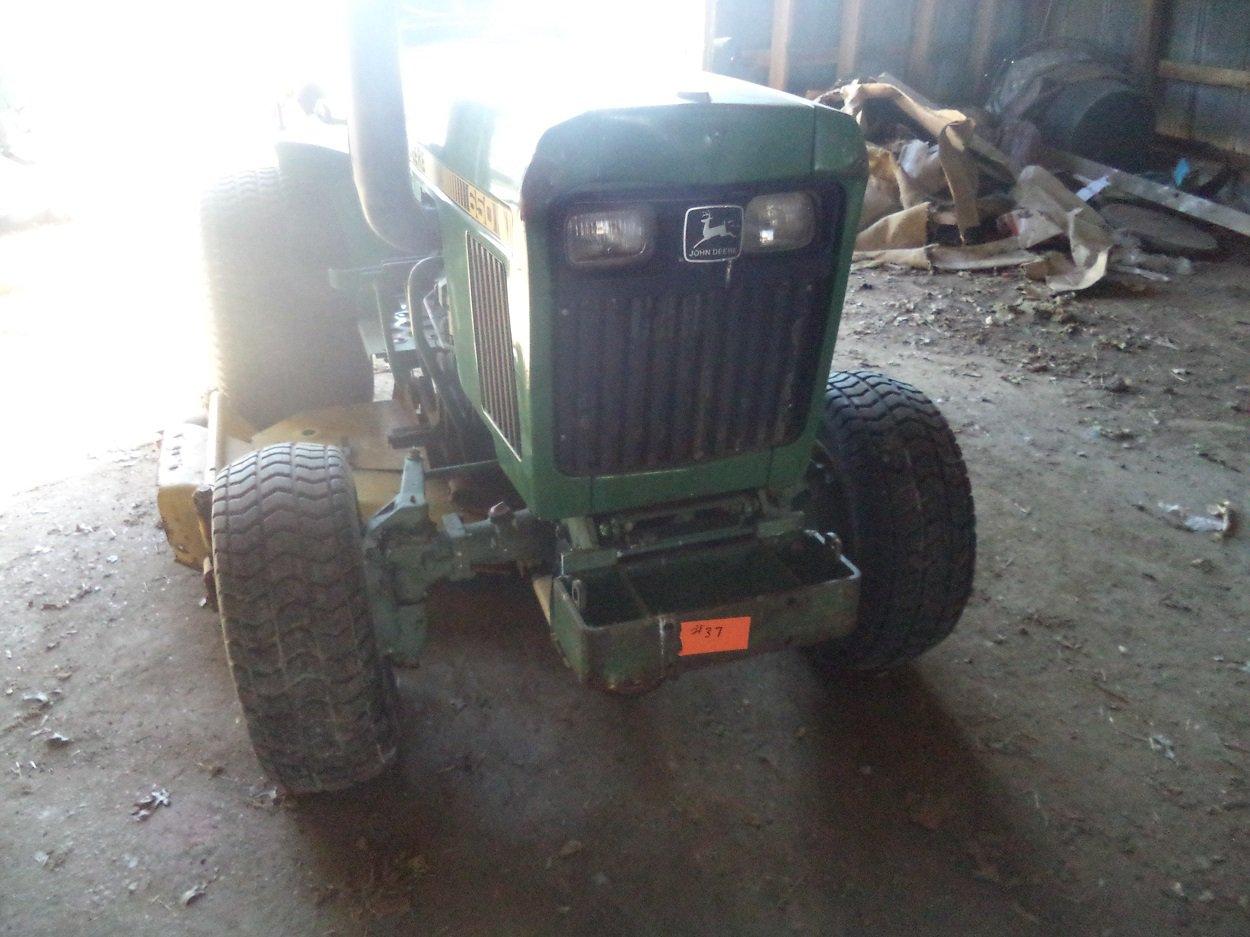 John Deere model 650 yard tractor with mower deck